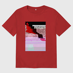 Футболка оверсайз женская Abstract glitch, цвет: красный