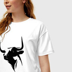 Футболка оверсайз женская Бык агрессивный, цвет: белый — фото 2