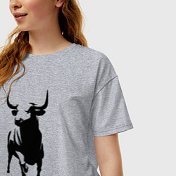 Футболка оверсайз женская Бык анфас, цвет: меланж — фото 2