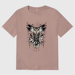 Футболка оверсайз женская Сова викинга, цвет: пыльно-розовый