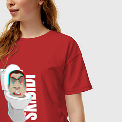 Футболка оверсайз женская Skibidi Toilet G-toilet, цвет: красный — фото 2