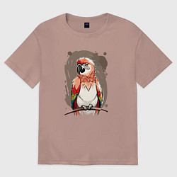 Футболка оверсайз женская Попугай какаду, цвет: пыльно-розовый