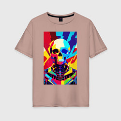 Футболка оверсайз женская Pop art skull, цвет: пыльно-розовый