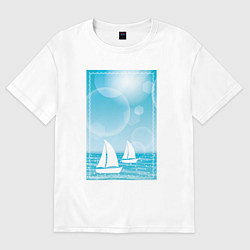 Футболка оверсайз женская Белый кораблик, цвет: белый