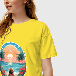 Футболка оверсайз женская Прекрасный закат на море, цвет: желтый — фото 2