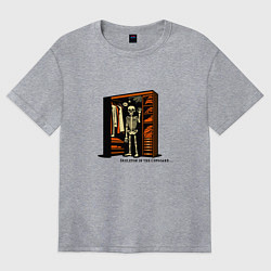 Футболка оверсайз женская Хэллоуин: скелет в шкафу, цвет: меланж