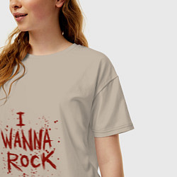 Футболка оверсайз женская I Wanna Rock - Я хочу зажигать, цвет: миндальный — фото 2