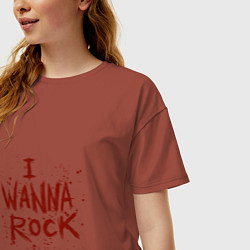 Футболка оверсайз женская I Wanna Rock - Я хочу зажигать, цвет: кирпичный — фото 2