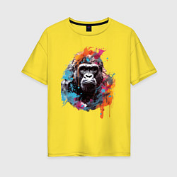 Футболка оверсайз женская Граффити с гориллой, цвет: желтый