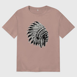 Футболка оверсайз женская Индеец шаман, цвет: пыльно-розовый