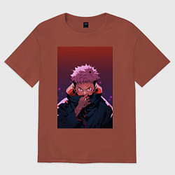 Футболка оверсайз женская Двуликий Итадори Юдзи, цвет: кирпичный