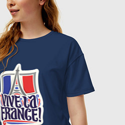 Футболка оверсайз женская Vive la France, цвет: тёмно-синий — фото 2