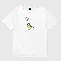 Футболка оверсайз женская Синица с прикольной надписью - держи себя в руках, цвет: белый