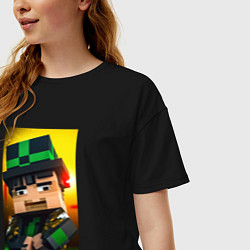 Футболка оверсайз женская Roblox green man, цвет: черный — фото 2