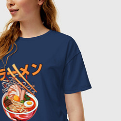 Футболка оверсайз женская Ramen Рамен, цвет: тёмно-синий — фото 2