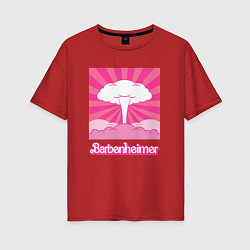 Футболка оверсайз женская Розовый гриб - Барбигеймер, цвет: красный