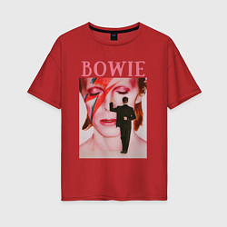 Футболка оверсайз женская David Bowie 90 Aladdin Sane, цвет: красный