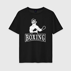 Футболка оверсайз женская Boxing man, цвет: черный