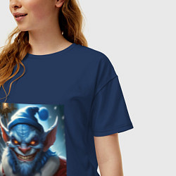 Футболка оверсайз женская Злобный гремлин Санта Клаус, цвет: тёмно-синий — фото 2