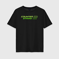 Футболка оверсайз женская Counter strike 2 green logo, цвет: черный