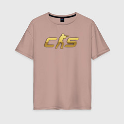 Футболка оверсайз женская CS 2 gold logo, цвет: пыльно-розовый