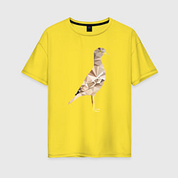 Футболка оверсайз женская Авдотка птица в стиле Low Poly, цвет: желтый