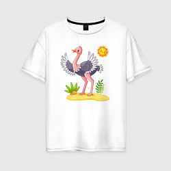 Футболка оверсайз женская Солнечный страус, цвет: белый
