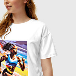 Футболка оверсайз женская Девушка спринтер, цвет: белый — фото 2