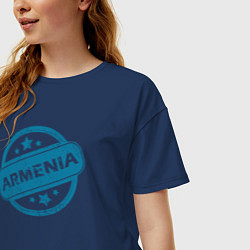 Футболка оверсайз женская Армения здесь, цвет: тёмно-синий — фото 2