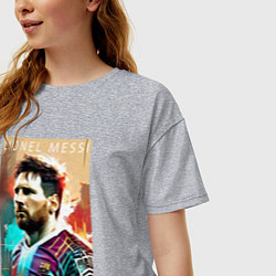 Футболка оверсайз женская Lionel Messi - football - striker, цвет: меланж — фото 2