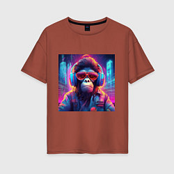Женская футболка оверсайз Антропоморфная обезьяна