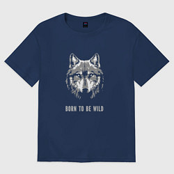 Футболка оверсайз женская Black white wolf, цвет: тёмно-синий