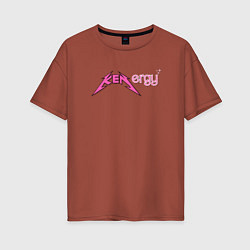 Футболка оверсайз женская Kenergy - metallica and barbie style, цвет: кирпичный