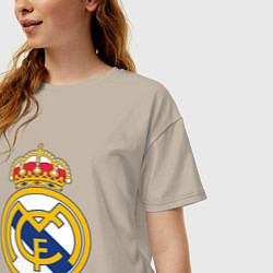 Футболка оверсайз женская Real madrid fc sport, цвет: миндальный — фото 2