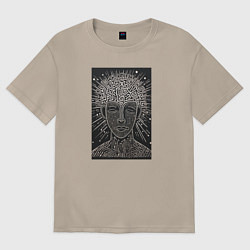 Футболка оверсайз женская Великие мысли, цвет: миндальный