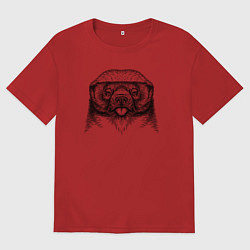 Футболка оверсайз женская Медоед высунул язык, цвет: красный