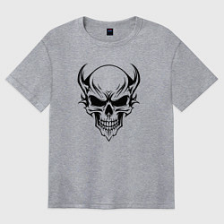 Футболка оверсайз женская Злобный череп, цвет: меланж