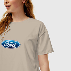 Футболка оверсайз женская Ford usa auto brend, цвет: миндальный — фото 2