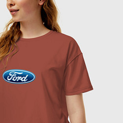 Футболка оверсайз женская Ford usa auto brend, цвет: кирпичный — фото 2