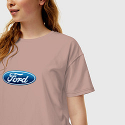 Футболка оверсайз женская Ford usa auto brend, цвет: пыльно-розовый — фото 2