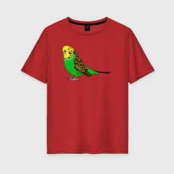 Футболка оверсайз женская Красивый попугайчик, цвет: красный
