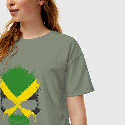 Футболка оверсайз женская Ямайка череп, цвет: авокадо — фото 2