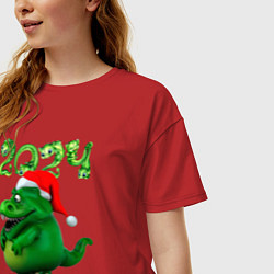 Футболка оверсайз женская Толстый дракон 2024, цвет: красный — фото 2