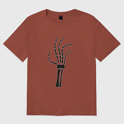 Футболка оверсайз женская Рука скелета, цвет: кирпичный