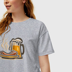Футболка оверсайз женская Пенное и сосисочки, цвет: меланж — фото 2