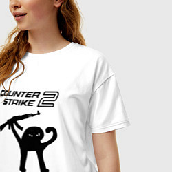 Футболка оверсайз женская Counter strike 2 мем, цвет: белый — фото 2
