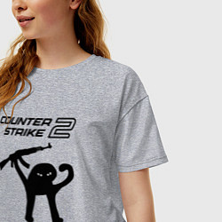 Футболка оверсайз женская Counter strike 2 мем, цвет: меланж — фото 2