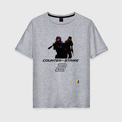 Футболка оверсайз женская Counter-strike 2 - welcome to cs2, цвет: меланж