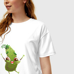 Футболка оверсайз женская Счастливый огурчик, цвет: белый — фото 2