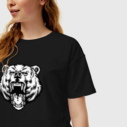 Футболка оверсайз женская Head bear, цвет: черный — фото 2
